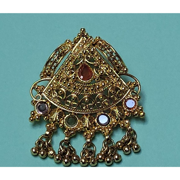 Gold Pendant with Colorful Glass - Picture 2 of 11